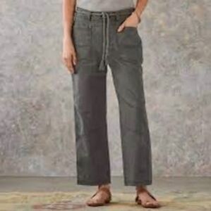 SALE *Sundance Catalog Love Everyday Canvas Pants Cropped w/Rope Belt in Green 8